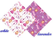 Little Princess Cotton Fabric - Princesses Crown Castle Star Pink or Lavender