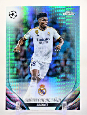 2023-24 Topps Chrome UEFA Club Aurelien Tchouameni #10 Aqua Prism Real Madrid