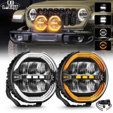 Pair 9inch Led Spot Driving Work Lights Round Drl Fog 4x4 Offroad Suv 4wd Utv