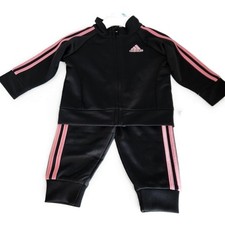 Adidas Baby Zip Track Suit New With Tag 6 Months Black And Pink Embroidered Logo