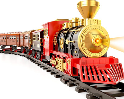 Train Set for Kids Toddlers 3-5, Train with Steam Engine, Cargo Car and Long Tr