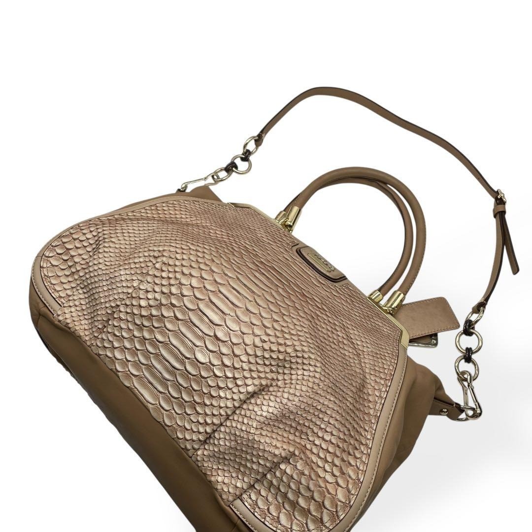 COACH Leather Python Embossed 2Way Handbag Should… - image 2