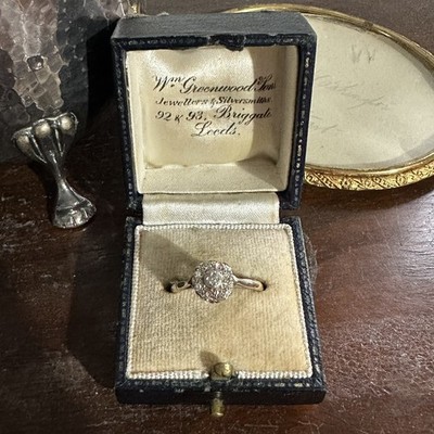 Wunderschöner antiker Art Deco 18kt Gold Diamant Cluster Ring - um 1920 Größe N1/2