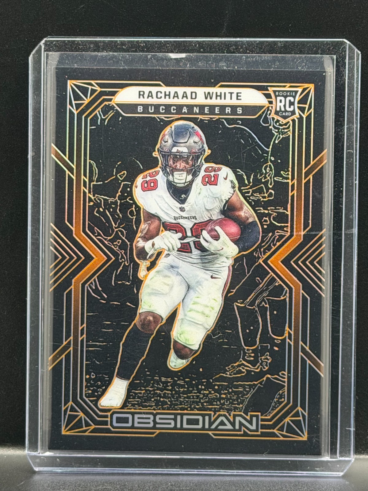 Rachaad White 2022 Obsidian Football Orange Etch RC #'d /75 No. 163