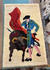 Matador Bull Latchhook Latch Hook Wall Hanging 52” Tall