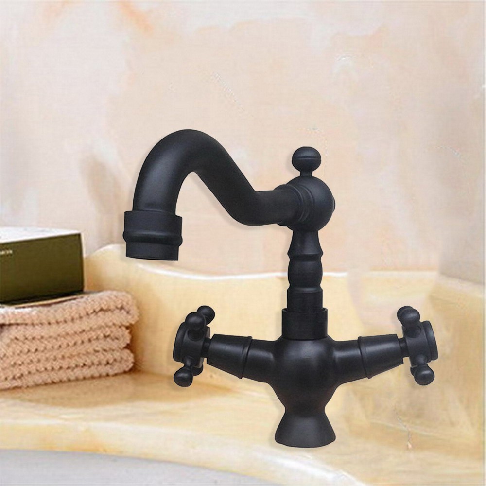 Kitchen Mixer Tap Faucet Sink Basin Black Oil Rubbed Brass Swivel Spout ynf338