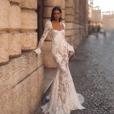 Mermaid Wedding Dresses White Lace Sweetheart Tulle Bridal Dress Boho Gowns