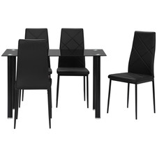 HOMCOM Dining Table Set for 4, Modern Kitchen Table and Chairs with Padded Seat
