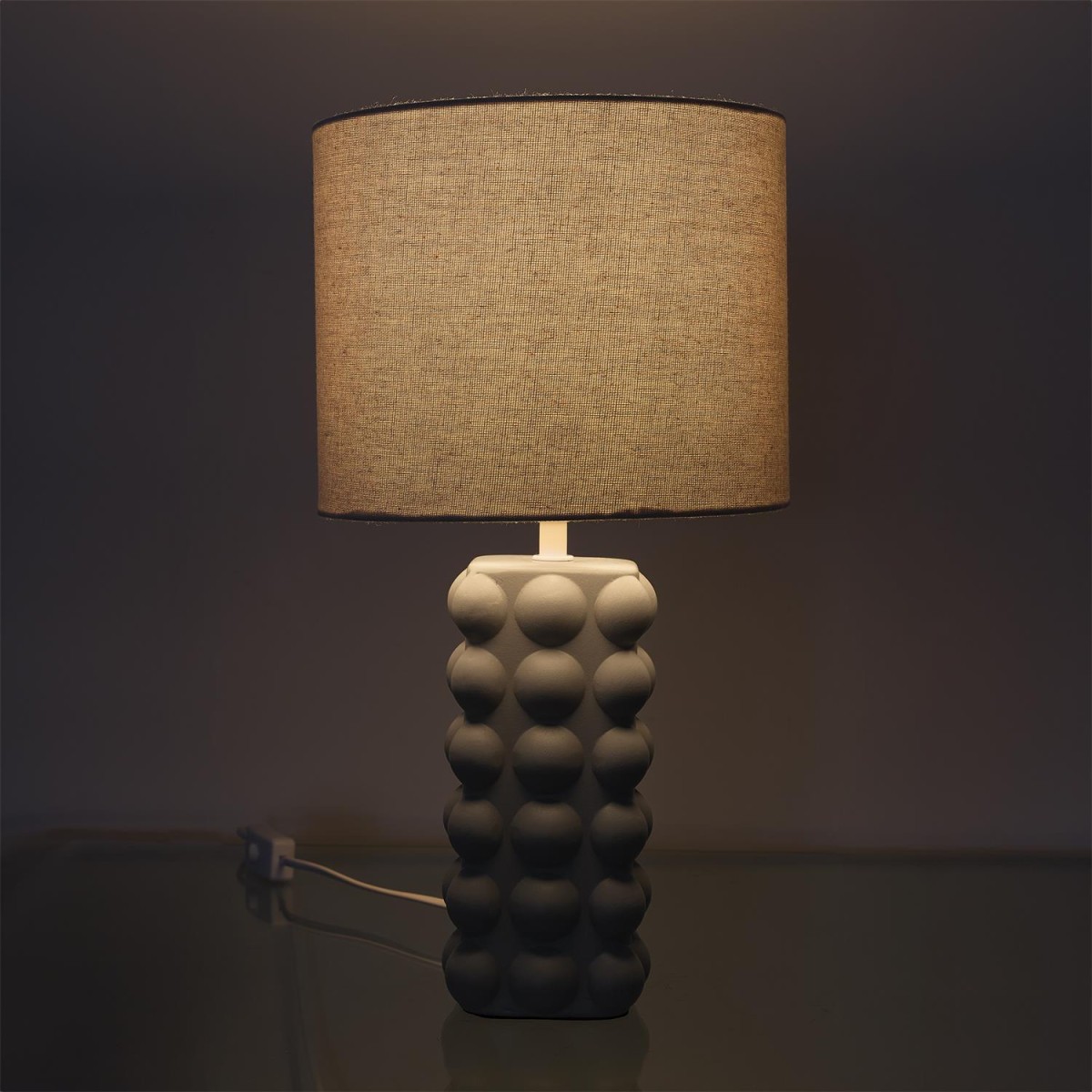 Lampe à Poser Luna en Céramique Taupe 40cm pour Salon et Bureau