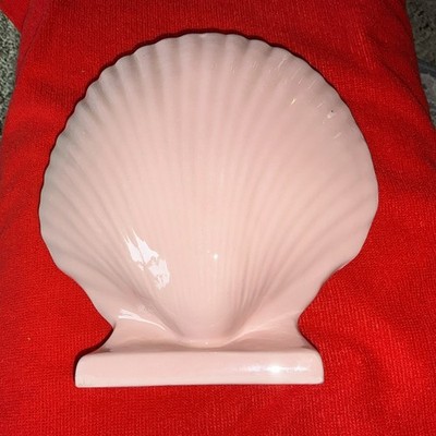 Mid Century Pink  Clam Shell - Ceramic Vase Or Planter - Art Deco - 8 