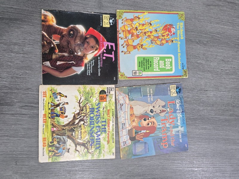 Vintage Disney Book and Record Lot Of 4 Vintage Books