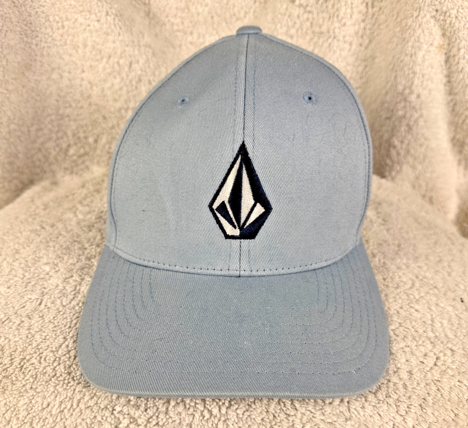 Volcom Stone Fitted Hat Gray S/M Embroidered Solid 6 Panel Vent Holes