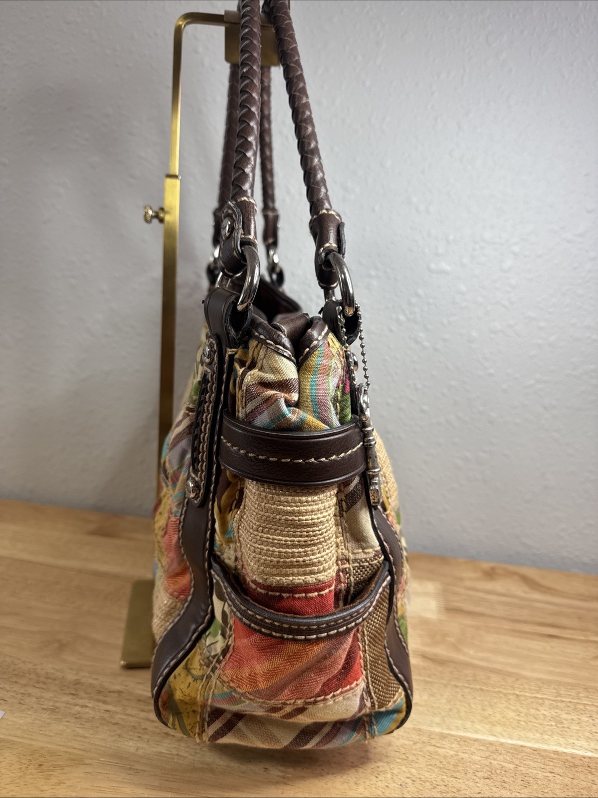 Fossil Colorful Multi Patchwork Purse Handbag W/ … - image 5