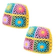 Crochet Seat Headrest Cover, Car Head Rest Protector, Cute Sunflower Car 1