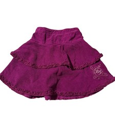 Vintage 90s Oshkosh purple Ruffle Corduroy Tiered Floral skirt Girls 5T 5Y