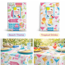 Summer Fun Vinyl Tablecloth PVC-Free Beach or...