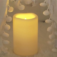 Outdoor Flameless Candle, Waterproof Battery LED Pillar w/Timer