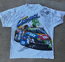 Vintage 2004 Elliott Sadler #38 M&M’s NASCAR All-Over Print T-Shirt