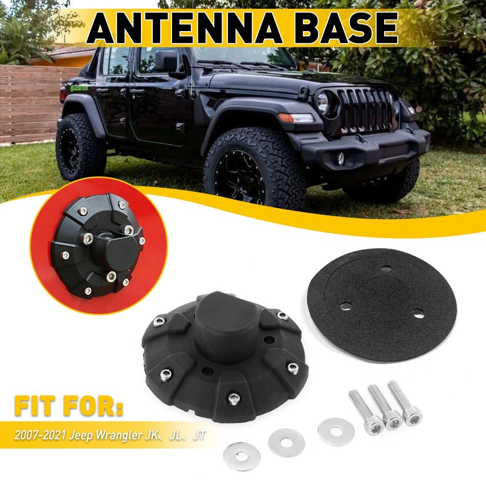 2Set Antenna Cover Base Replacement For Jeep TJ Wrangler JK JL JLU Black 1997-20 thumbnail 3