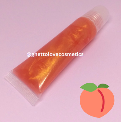 Peach Rings scented Lip Gloss, Sheer Orange Tint, Gold Shimmer