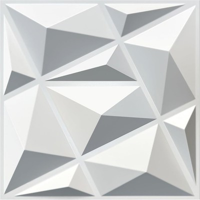 3D Diamond Textured Wall Panels for Interior Decor, White