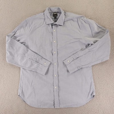 Todd Snyder Shirt Mens L Blue Geometric Cotton Made in Portugal Button Up