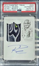 2012 National Treasures 1/1 Russell Wilson Rookie Auto Material Autograph PSA 10