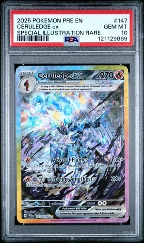 2025 POKEMON PRE EN-PRISMATIC EVOLUTIONS #147 CERULEDGE EX PSA 10