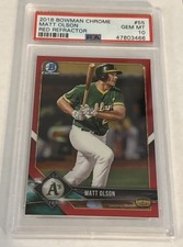 2018 Bowman Chrome Matt Olson Red Refractor /5 PSA 10 GEM MT