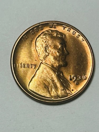 1936-S Lincoln Wheat Penny Cent - Gem BU Red#24
