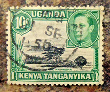 KUT 1949 - 10c G.VI with "Mountain Retouch" Variety SG135a Fine/Used GW831