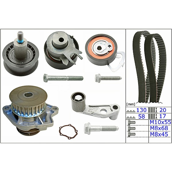 Ina Zahnriemensatz + Wasserpumpe FüR Vw Golf 4 Lupo Seat Leon Toledo 1M 1.4 16V-image