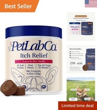 Allergy Support Itch Relief Chews for Dogs - Made in USA, Pork Flavor, 30 Count