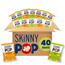 SkinnyPop Popcorn, Original and Dairy-Free White 0.5 Ounce Pack of 40