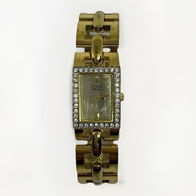 Petite Women Citizen 5421-S92197 Gold Tone Bracelet Analog Watch Quartz SCRATCH