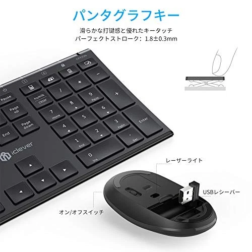 iClever Keyboard Wireless Keyboard Mouse Set Japanese JIS Layout Quiet - Image 2 of 4