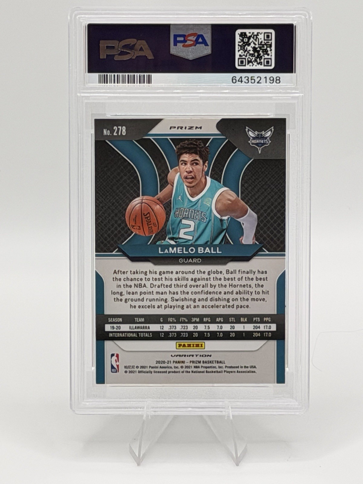 LaMelo Ball RC Panini Prizm 2020-21 Rookie Variation Fast Break #278 PSA 10 view 4