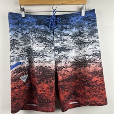 Columbia PFG Mens Shorts 34 Red White Blue Swim Trunks OffShore II Digi Camo