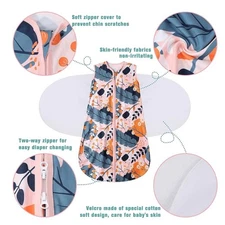 Newborn Sleep Sack Baby Swaddle 3-Way Adjustable Wearable Blanket 3-6 Months