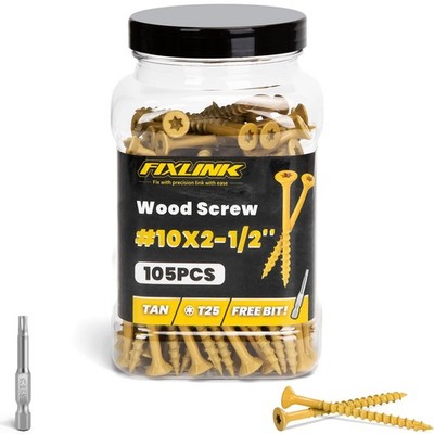 Wood Screws 2-1/2 Inch Deck Screws #10 x 2-1/2 105 PCS Epoxy Coated T25 St