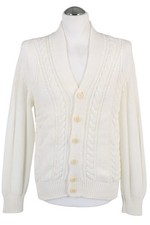 Maglione uomo Ermenegildo Zegna taglia S bianco cotone cardigan manica lunga