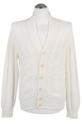 Ermenegildo Zegna Herren Pullover Gr. S Weiß Baumwolle Cardigan Langarm