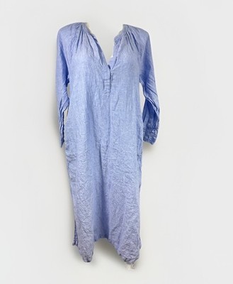 J Crew XXL Blue Linen Cabana Boho Dress Womens Long Sleeve Coastal Beach