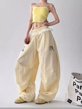 Pantaloni Larghi Estivi Vita Alta Con Coulisse Comodi Giallo CF50336