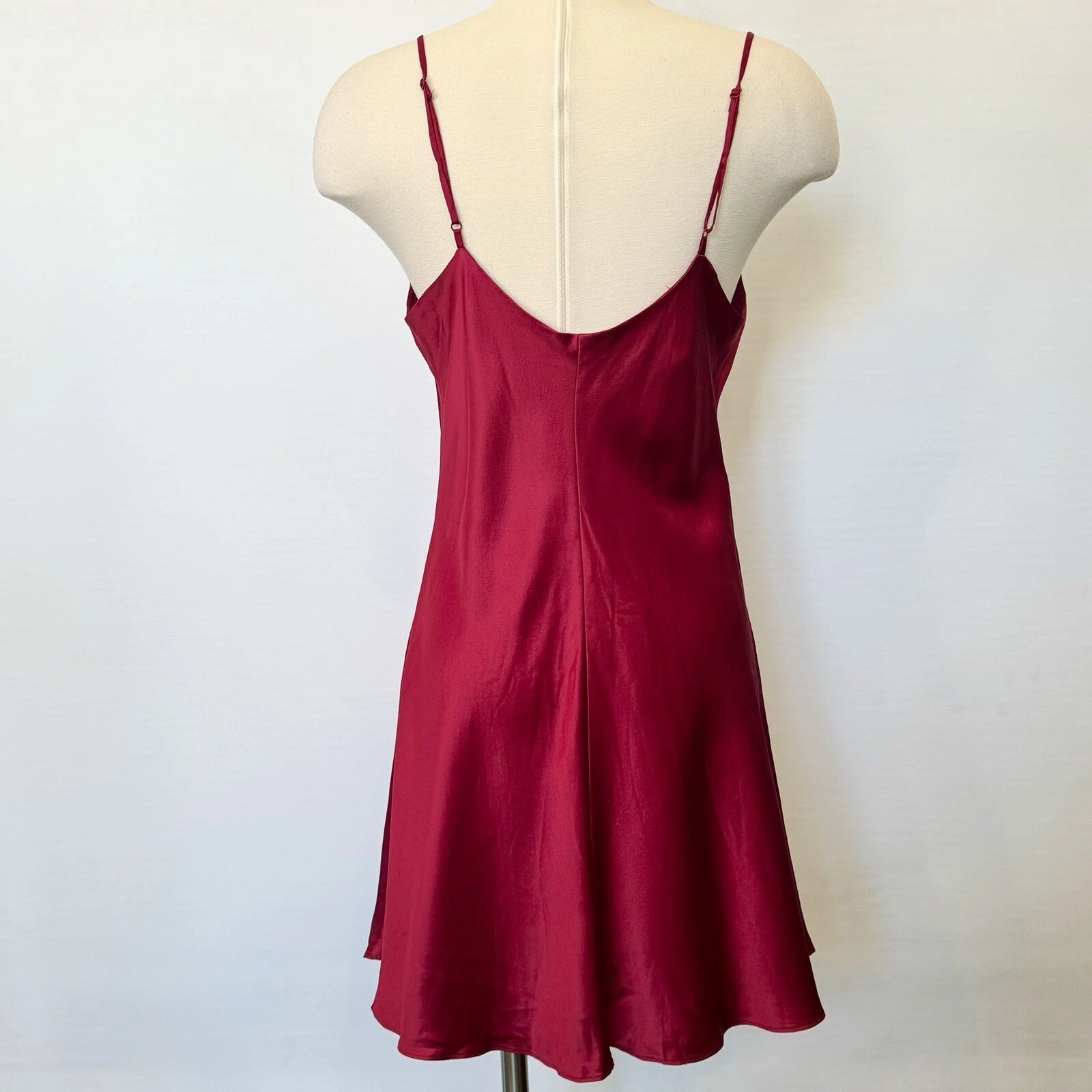 UNDERCOVER Abito slip vintage anni 90 Victoria’s Secret seta rosso intenso oro ricamo dorato L