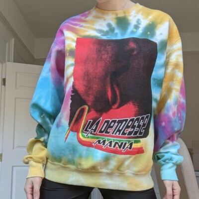 Sweat Femme La Detresse Tie-dye Jaune – Taille XS – Pull Vieilli – Bon état