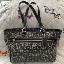 Coach Chelsea Gray Black Opt Art XL Weekender/Diaper Bag Carryall Tote