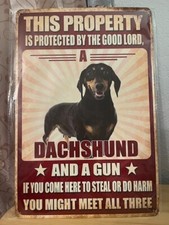 Dachshund Security/Protection Themed 12"x8" Tin Decor Sign NEW