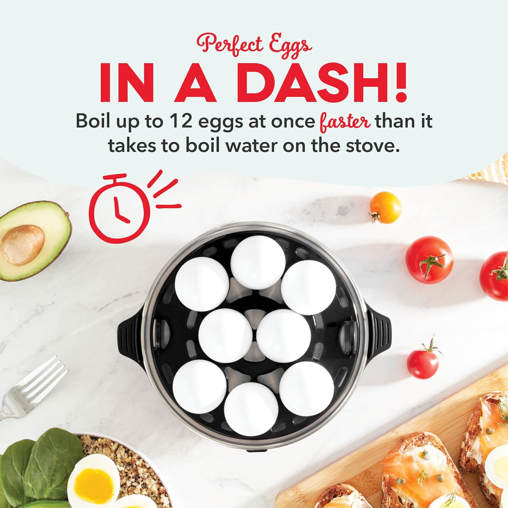 DASH Deluxe Rapid Egg Cooker for 6 Eggs with Multiple Cooking Modes