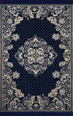 Tapis de salon en chenille premium tapis coureur 4 x 6 pieds bleu - Photo 1/3